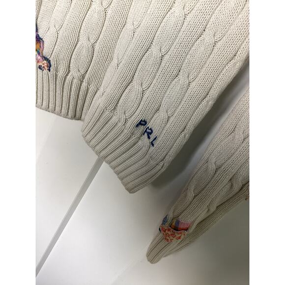 Polo Ralph Lauren Women's Pima Cotton Patchwork Cable-Knit Sweater White Size XS - Picture 6 of 13